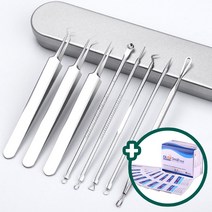 8종세트 블랙헤드 피지 화이트헤드 뾰루지 이마 모공 트러블 압출 제거 짜개 홈케어 핀셋 기계 쪽집게 족집게 빼기 짜는도구, 2. 8종세트