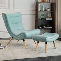 윙체어 소파 네일샵 편한 쇼파 싱글 암체어 인테리어, 티파니 블루 싱글 + 스툴