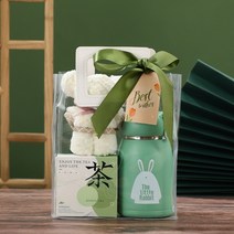 센스있는 답례품 특별한 독특한 돌잔치 결혼식 유치원 어린이집 잔치 선물 박스, 연두색 보온병 컵 + 향차 + 수건