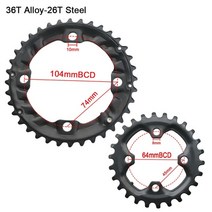 자전거 체인링 더블 체인휠 스프로킷 산악 자전거 크랭크 치아 플레이트 부품, 36t 합금-26t 강철