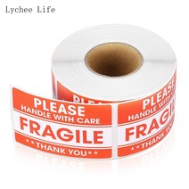 [온유마켓]Lychee Life 100PCS 깨지기 쉬운 스티커 물품 관리 경고 라벨 DIY 용품으로 처리하십시오, 02 100Pcs 5.08x7.62cm