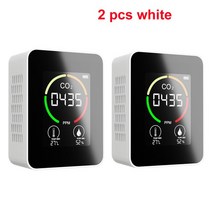 CO2 센서 미터 LED 공기 측정기 스마트품질 분석기 가정용 대기 오염 모니터 가스, 02 white 2피스s