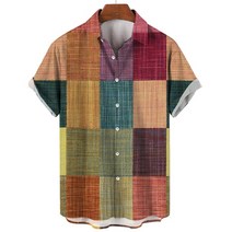 하와이안 셔츠 화려한 꽃남방 남자 빈티지 여름 격자 반팔 캐주얼 5xl 오버사이즈 남성 블라우스 2023