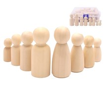 목공 트리머50pcs 목각인형 나무 피규어 못 인형 자연 미완성 가족 장식 DIY houten poppetjes, 한개옵션0