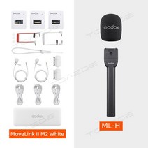 무선마이크 방송용 ASMR 스튜디오 핸디 Godox MoveLink 무선 라발리에 카메라 마이크 송신기 M1 M2 II 업그레이드, 20.II M2 White Kit 3