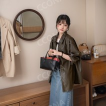 가죽 레더 자켓 여성 오버핏 가을 지컷 노카라 에코레더 간절기 블랙 라이더 여자