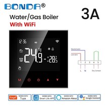 실내 온도 조절기 보일러 smart wifi thermostat tuya 컨트롤러 water electric warm floor heating water gas works, 306c 블랙 와이파이