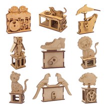 오토마타 만들기 미술 과학교구/나무 조립 모형 공예, 오토마타-네모펭귄/AU-16