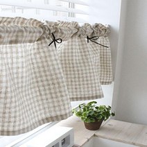 체크 모양 린넨 심플 모던 바란스커텐 예쁜바란스 생활용품