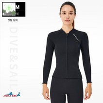 수상스키 스킨스쿠버 슈트 다이버 분리형 잠수복 웻 서핑 다이빙슈트 여성상의, 2mm 블랙 여성 긴팔 상의