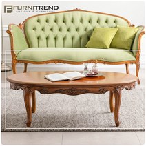 퍼니트랜드 엔틱가구 카아렌 엔틱 타원 거실테이블, 단품