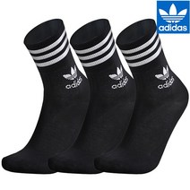 아디다스코리아 3개세트양말 오리지널양말 미드 컷 크루 삭스, 블랙