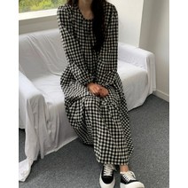 (66-99)앤젤라 꾸안꾸 체크 캉캉 롱원피스 빅사이즈