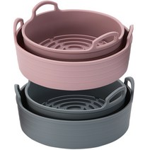 리빙스토리 국산 실리콘 에어프라이어용기 전자레인지용기, 신형-중 (핑크)