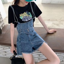 SURBORT 패션 빅 사이즈 뚱뚱한 mm 데님 멜빵 점프슈트 여 오버핏 슬림 캐주얼 팬츠