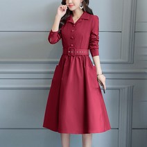 바바리원피스 가을옷 트렌치코트 점프슈트 롱 여성의류 긴 소매 스퀘어넥 허리보정 벨트 A라인 슬림핏 2723947049