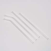 다회용 내열유리 빨대 스트로우 머들러 투명, 곡선형, 3개