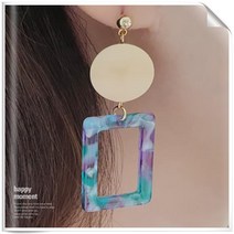 코코날다 클럽귀걸이 화려한 E-써클우드 앤마블 큰귀걸이 여름 포인트이어링 귀걸이