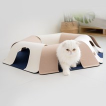 가또페로 지그재그 고양이 삼각터널, 4pcs, 모카 브라운
