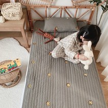 범퍼 침대 패드 아기 가드 토퍼 한국어 누비 코튼 시트 체리 올리브 곰 자수 커버 침구, [02] Pillowcase 30x50CM, [12] Gray Face