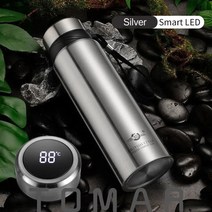 수입 온도 보온병 텀블러 죽통 마호병 업소용 에코베슬 진공 오래가는 420-1800ml 대용량 304 진공 열 플라스크 물 커피 차 휴대용 병, 실버 스마트 주도, 1500ml