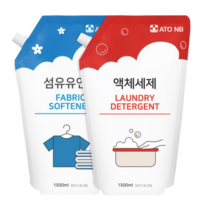 아토엔비 유아 액체 세제 1500ml + 섬유유연제 1500ml 리필 세트 프루티향, 4세트