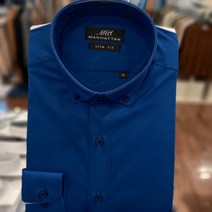 맨하탄 논아이론솔리드세미슬림버튼다운코발트블루셔츠 24F1093