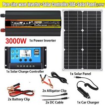 태양광 패널 아파트 캠핑 태양열 설치 발전 4000W 6000W 순수 사인파 태양 전지 키트 전체 전원 인버터 30A 광 컨트롤러 가정용 시스템, 02 12V to 220V -3000W