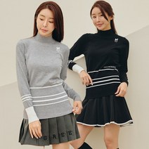 제이투제이 FW 여성골프웨어 배색라인 반목 니트티