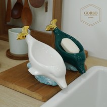 고르소 고급 세라믹 물빠짐 비누 받침대 비누 거치대, 돌고래화이트