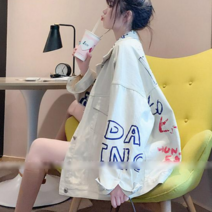 퀸앤조이 컬러풀 레터링 루즈핏 데님자켓***퀸앤조이***