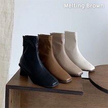 로즈블로썸 멜팅브라운 여성 심플 캐주얼 스퀘어토 스판부츠 5cm (7462691)
