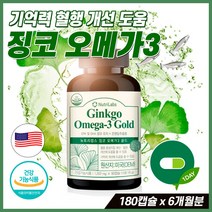 고함량징코오메가3 손발저림 혈액순환제 남성 은행 잎 추출물 여성 손끝 발가락 다리 혈행개선 복합 기능성 저릴때 기억력 인지력 집중력 에 좋은 영양제 부모님 노인 실버 시니어, 2병 6개월분