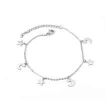 LUXUSTEEL 스테인레스 스틸 다리 팔찌 골드 컬러 별 모양 롤로 링크 체인 여성용 발찌 여름 해변 선물 파