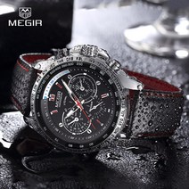 Megir 브랜드 남자 손목 시계 남성 가죽 빛나는 쿼츠 시계 방수 작은 다이얼 장식 relogio masculino espo