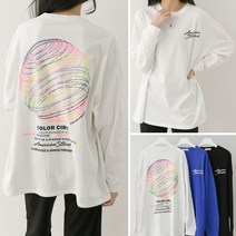 러브포텐 오버핏 여성 긴팔티 형광네온 프린팅 박스티 [면] 남여공용 빅사이즈 긴팔 롱티셔츠 [달콤디저트포함]