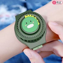 휴대용선풍기 목걸이 미니 넥밴드 탁상용 usb 선풍기 손목시계 작은 무음 야광등 USB 캐릭터 손목 충전 소형 학생 팔찌 인터넷 커플 육일 크리에이티브 큐티, 05 시계 날개 없는 선풍기【아기공룡☆3바람 차단】