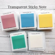투명 컬러 STICKY NOTE - 점착식 메모지 포스트잇 메모지 7.5x7 5cm, 핑크