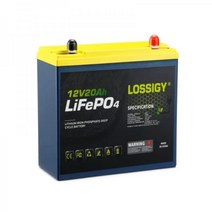 인산철배터리 LOSSIGY 12 볼트 20AH 리튬 이온 딥 사이클 충전식 Lifepo4 배터리 UPS 시스템 교체에 적합 어군 탐지기 백업 장난감 타기 유지 보수가 필요, 12V20아