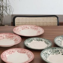 클레이탄 플라워 엔틱 플레이트 홈파티 메인 디저트 빈티지 카페 접시 도자기, 다이아나 로제, 오발, 핑크