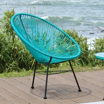 뉴코드체어 야외의자 라탄 안락의자 라탄체어 아카폴코 비치의자 테라스, 블루, 고정, 1+1