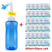 비강 흡입기 500ML/300ML 성인 어린이 세척제 부비동 코 보호기는 알레르기 성 비, 03 500ML 30pcs salt