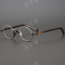 일본풍 유니크 라운드 프레임 티타늄 반무테 안경테 레트로 초경량 하프 프레임