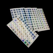 원형 홀로그램 숫자 스티커 1P, 육십일-백이십