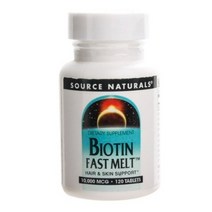 소스내츄럴스 비오틴 패스트 멜트 10000mcg 글루텐 프리 무설탕 타블렛, 120개입, 1개