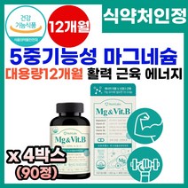 고함량 마그네슘 영양제 눈떨림 영양제 눈가 눈밑 허벅지 하지 입밑 입가 떨림 경련 미국직수입 산화 마그네슘 부족 마그비 마그네슘 비타민b 비타민비 3개월 추천 90정, 4개, 90개