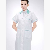 배색 반팔 여성용 영양사 의사 가운 올리브 유니폼, XL