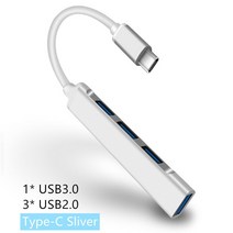 usb 멀티 포트 허브 USB C HUB 3.0 유형 C 3.1 34 스플리터 어댑터 OTG USB 용 MacBook Pro 13 15 Air Mi Pro Huawei PC, Type C 3.1 Silver