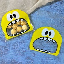 5번 opp노란공룡 접착비닐 100매 묶음 크리스마스 초콜릿 쿠키 마카롱 사탕 선물 포장지, 1세트