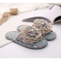 꽃분이네 플라워 이중쿠션 거실화, 레드, 1개